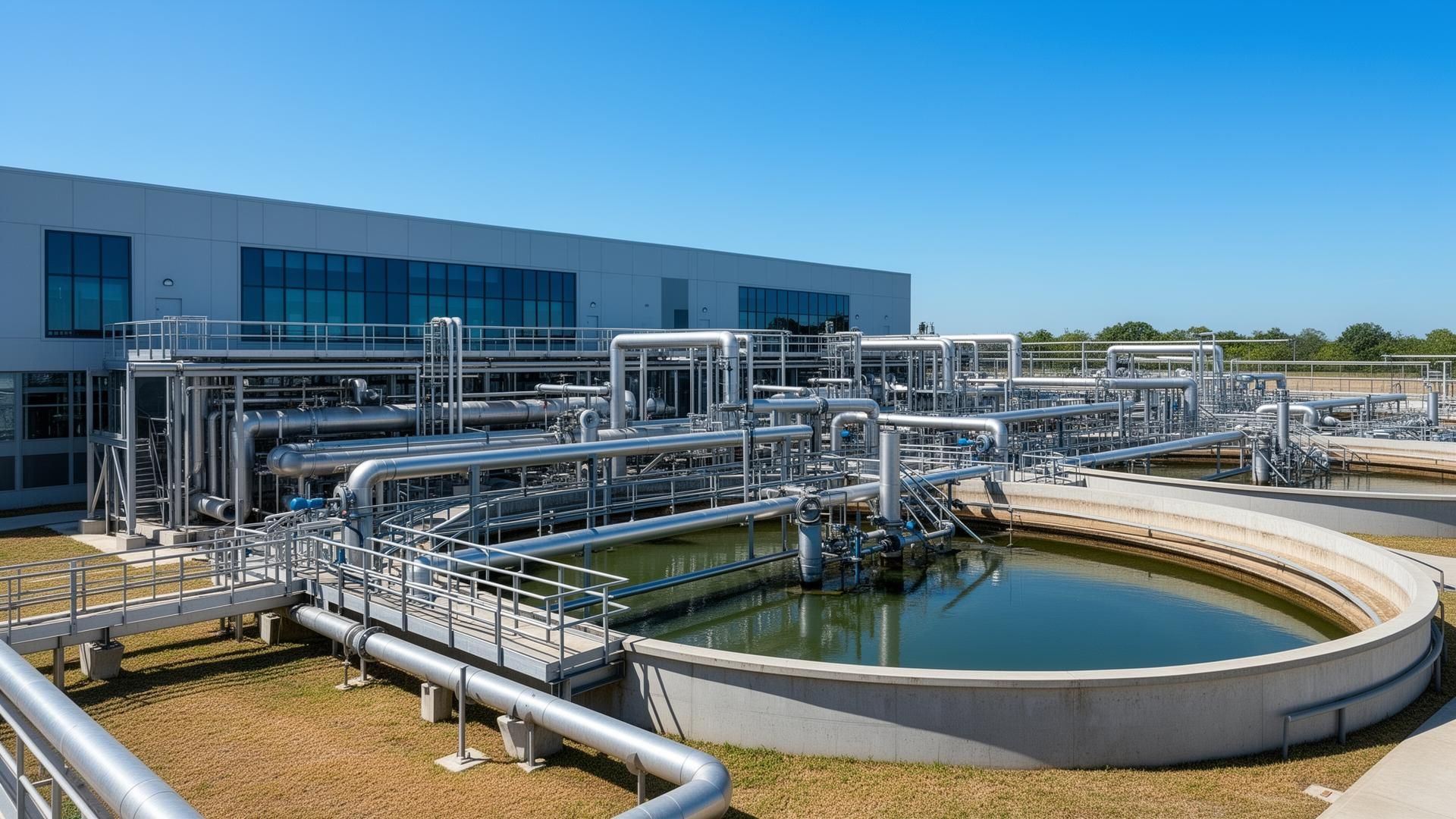 Modern water treatment facility with industrial control infrastructure